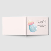 Livre D'or Bouteille Bleu & Rose Bébé Baby shower mignon (Complet)