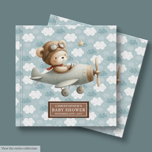 Livre D'or Boy Baby shower Invité Réserver Cute Teddy Bear Pi
