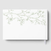 Livre D'or Branche avec fleurs vert sauge mariage monochrome (Verso)