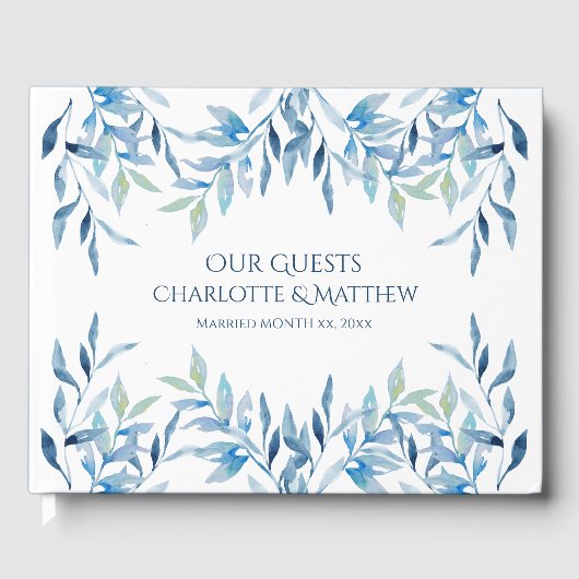 Livre D'or Branches de saule bleu, Mariage d'aquarelle (Recto)