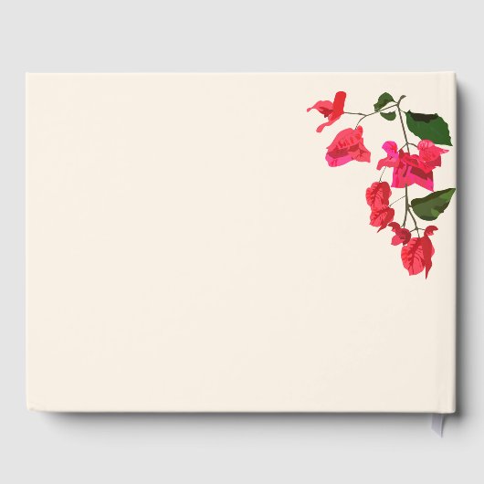 Livre D'or Bright Red Bougainvillea Flower Guest Mariage Book (Verso)
