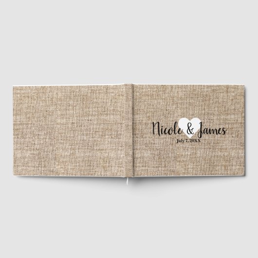 Livre D'or Brown Burlap Mariage campagnard rustique minimal (Complet)