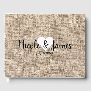 Livre D'or Brown Burlap Mariage campagnard rustique minimal