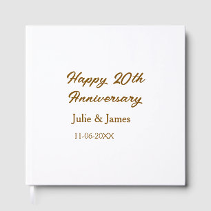 Livre D'or Brun doré joyeux 20e anniversaire nom datsimple
