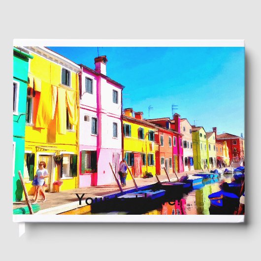 Livre D'or Burano, peinture d'aquarelle de Venise (Recto)