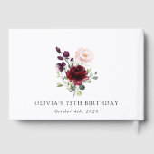 Livre D'or Burgundy Flowers, Pink Flowers, Boho, Birthday (Verso)