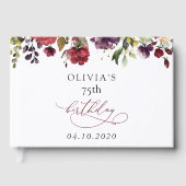 Livre D'or Burgundy Flowers, Pink Flowers, Boho, Birthday (Recto)