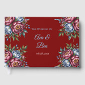 Livre D'or Burgundy Peony et Blue Rose Mariage (Recto)