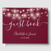 Livre D'or Burgundy String Lights Signature Script Mariage (Recto)