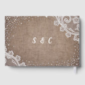Livre D'or Burlap Lace argent parties scintillant mariage cam (Verso)