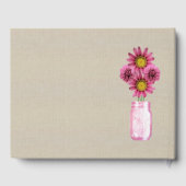 Livre D'or Burlap Rustique rose Floral Mason Jar Mariage (Verso)