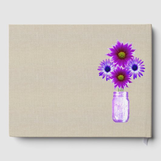 Livre D'or Burlap Rustique violet Floral Mason Jar Mariage (Verso)