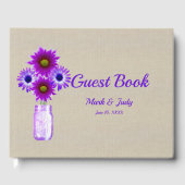 Livre D'or Burlap Rustique violet Floral Mason Jar Mariage (Recto)