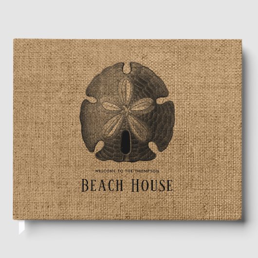 Livre D'or Burlap Sand Dollar Shell Beach House (Recto)