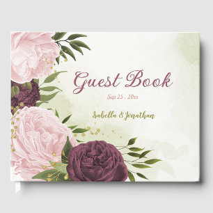 Livre D'or cabernet fleurs roses verdure