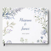 Livre D'or Cadre de fleurs sauvages bleu aquarelle (Recto)