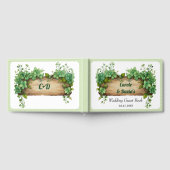 Livre D'or Cadre en bois, verdure et rayures mariage printani (Complet)