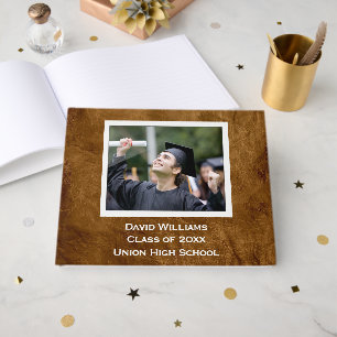 Livre D'or Cadre en cuir marron avec photo de diplômé