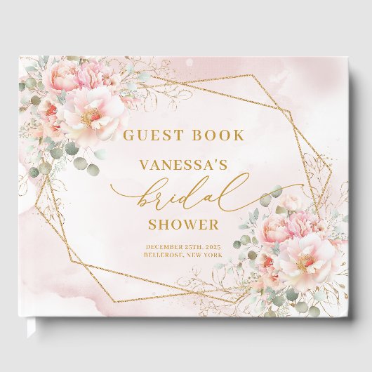 Livre D'or Cadre floral moderne boho blush or mariage (Recto)