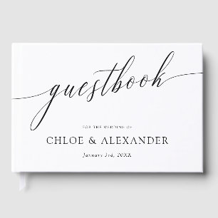 Livre D'or Calligraphie délicate Mariage noir et blanc