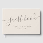 Livre D'or Calligraphie élégante mariage beige marron clair (Recto)