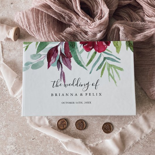 Livre D'or Calligraphie Mariage floral de couleur tropicale