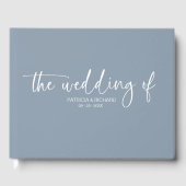 Livre D'or Calligraphie moderne Dusty Mariage bleu (Recto)