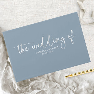 Livre D'or Calligraphie moderne Dusty Mariage bleu