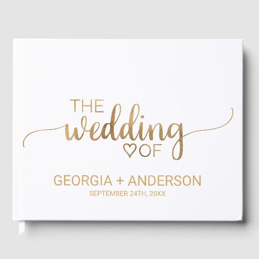 Livre D'or Calligraphie Or Simple Mariage Spine Personnalisé (Recto)