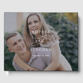 Livre D'or Calligraphie romantique Monogramme Dark Photo Mari (Recto)