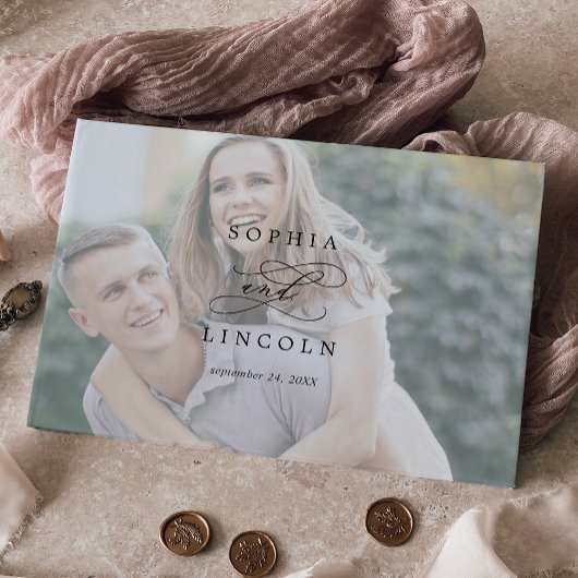 Livre D'or Calligraphie romantique Monogramme Mariage photo