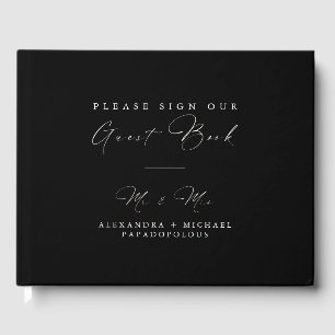 Livre D'or Carbone noir Elegant Minimal Mariage Guestbook