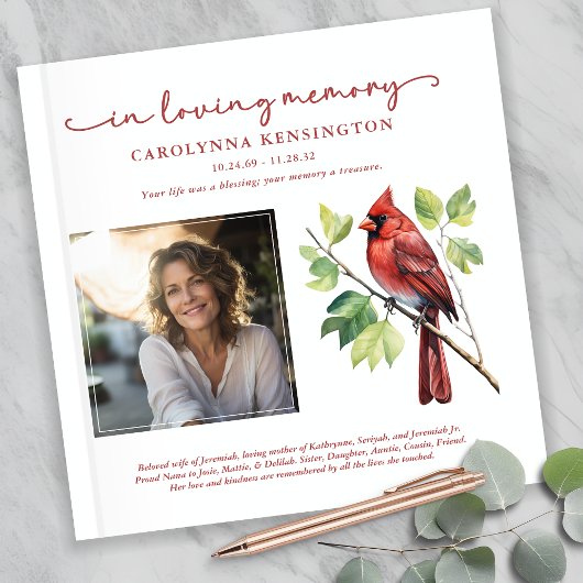 Livre D'or Cardinal Love Mémoire funéraire Carré