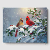 Livre D'or Cardinaux rouges et Holly en neige (Verso)