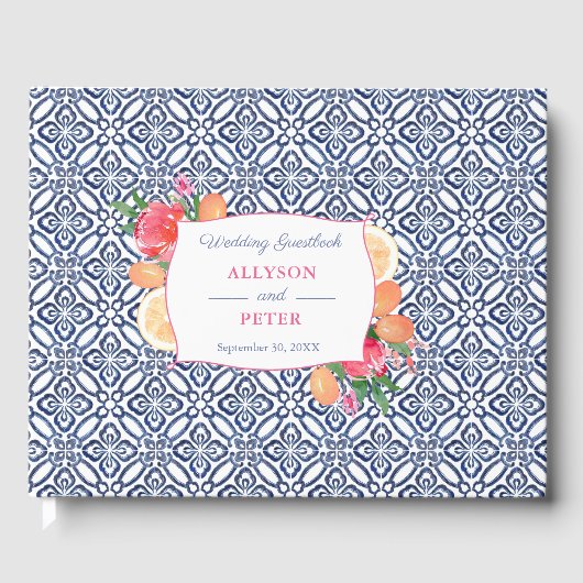 Livre D'or Carreaux Espagnols Bleus Avec Oranges Citrus Maria (Recto)