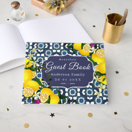 Livre D'or Carreaux méditerranéens au citron Navy