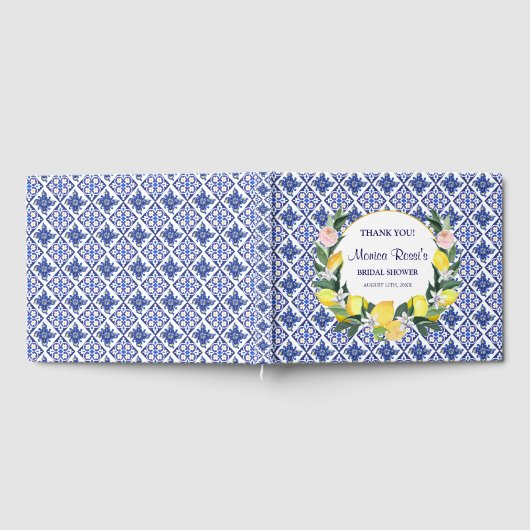 Livre D'or Carrelage Bleu Citron Italien Remerciement de Mari (Complet)