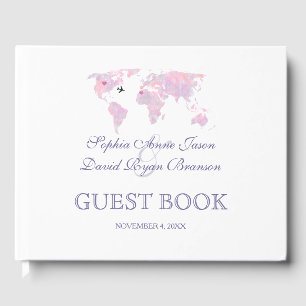 Livre D'or Carte du monde de l'aquarelle Mariage de voyage