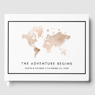 Livre D'or Carte du monde   Elégant thème de voyage