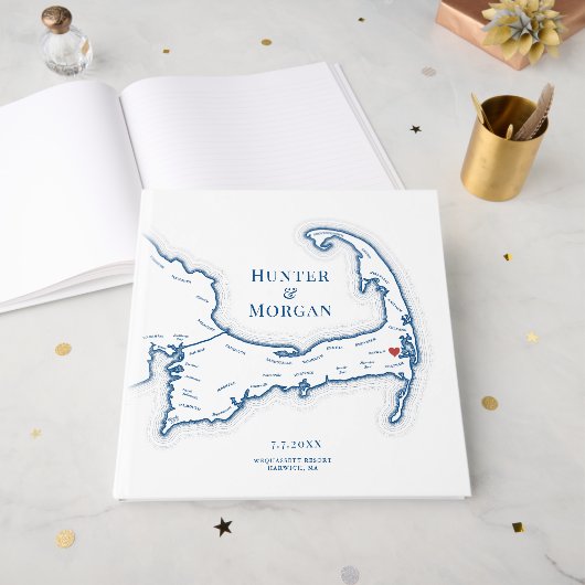 Livre D'or Carte du Wequassett Resort Cape Cod Mariage (Recto ouvert)