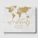 Livre D'or Carte Gold Foil World Destination Mariage Monogram<br><div class="desc">Gold Foil World Map Destination Wedding Guest Book with MOVEABLE HEART LOCATION Cliquez sur la personnaliser pour positionner votre coeur ~ Consultez ma boutique pour voir la collection de mariages complète avec ce design!</div>