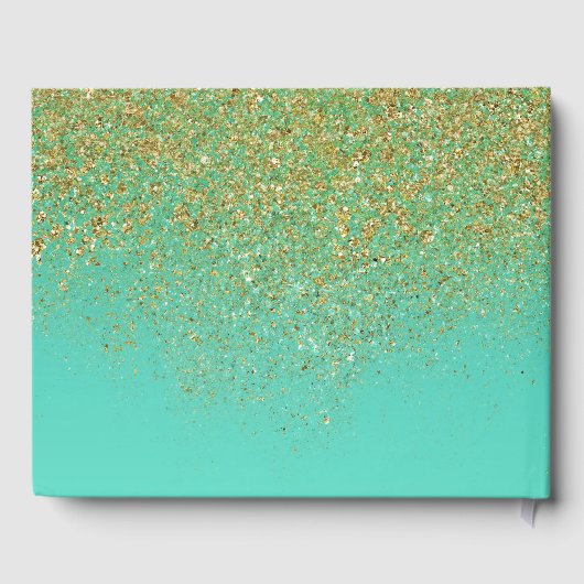 Livre D'or Cascady Gold Parties scintillant & Turquoise Aqua (Verso)