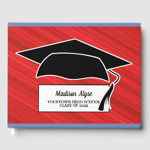 Livre D'or Casquette de remise de diplômes rouge noir et blan