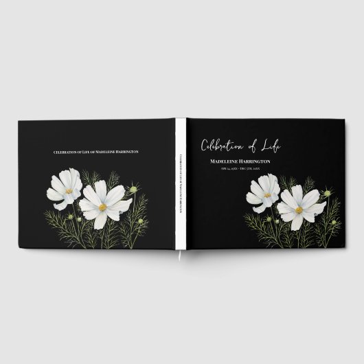 Livre D'or Célébration de la vie Blanc Cosmos Fleurs Peinture (Complet)