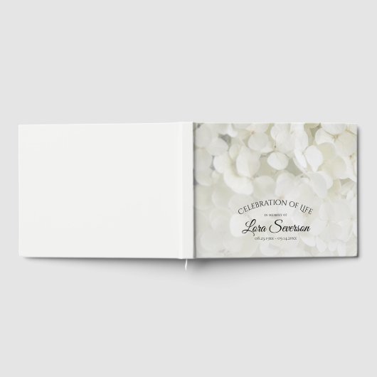 Livre D'or Célébration de la vie en Hydrangée blanche (Complet)