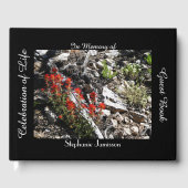 Livre D'or Célébration de la vie, nom, Fleurs rouges et roche (Recto)