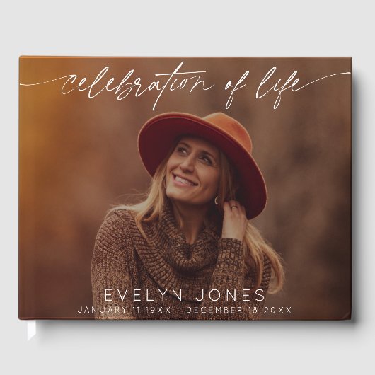 Livre D'or Célébration de la vie Script Funeral Photo (Recto)