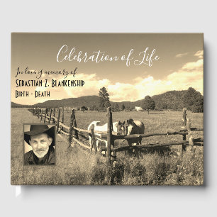 Livre D'or Célébration De Vie Scène Cheval Sepia Photo Person