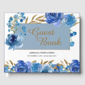 Livre D'or Célébration Rose bleu et feuille d'or (Recto)