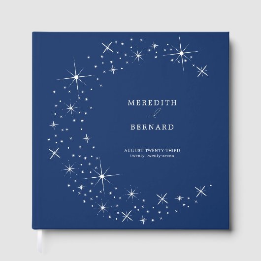 Livre D'or Celestial Elegant Wedding Moon Navy Blue Monogram (Recto)